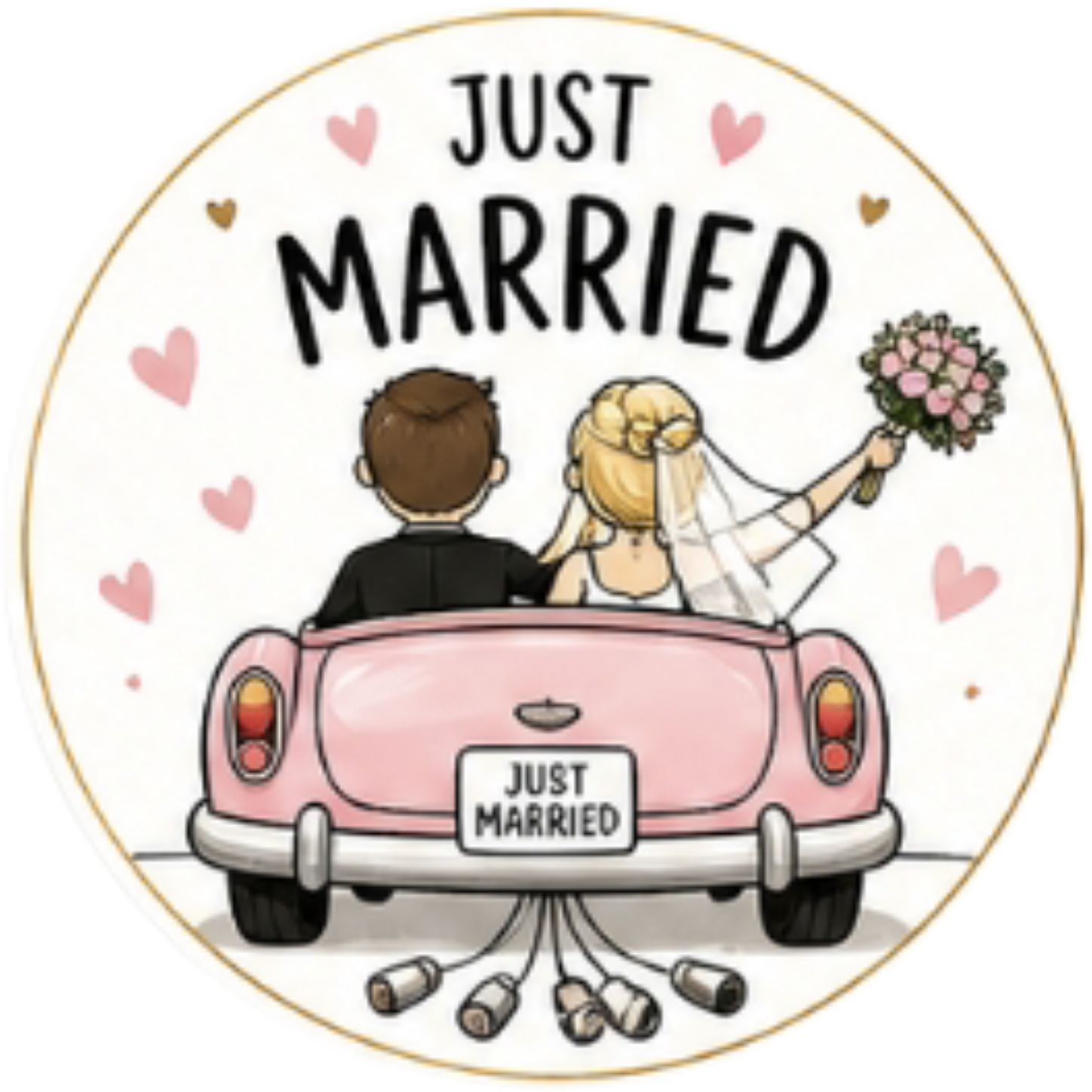 Wedding Day - Just Married car-Cupcake Toppers