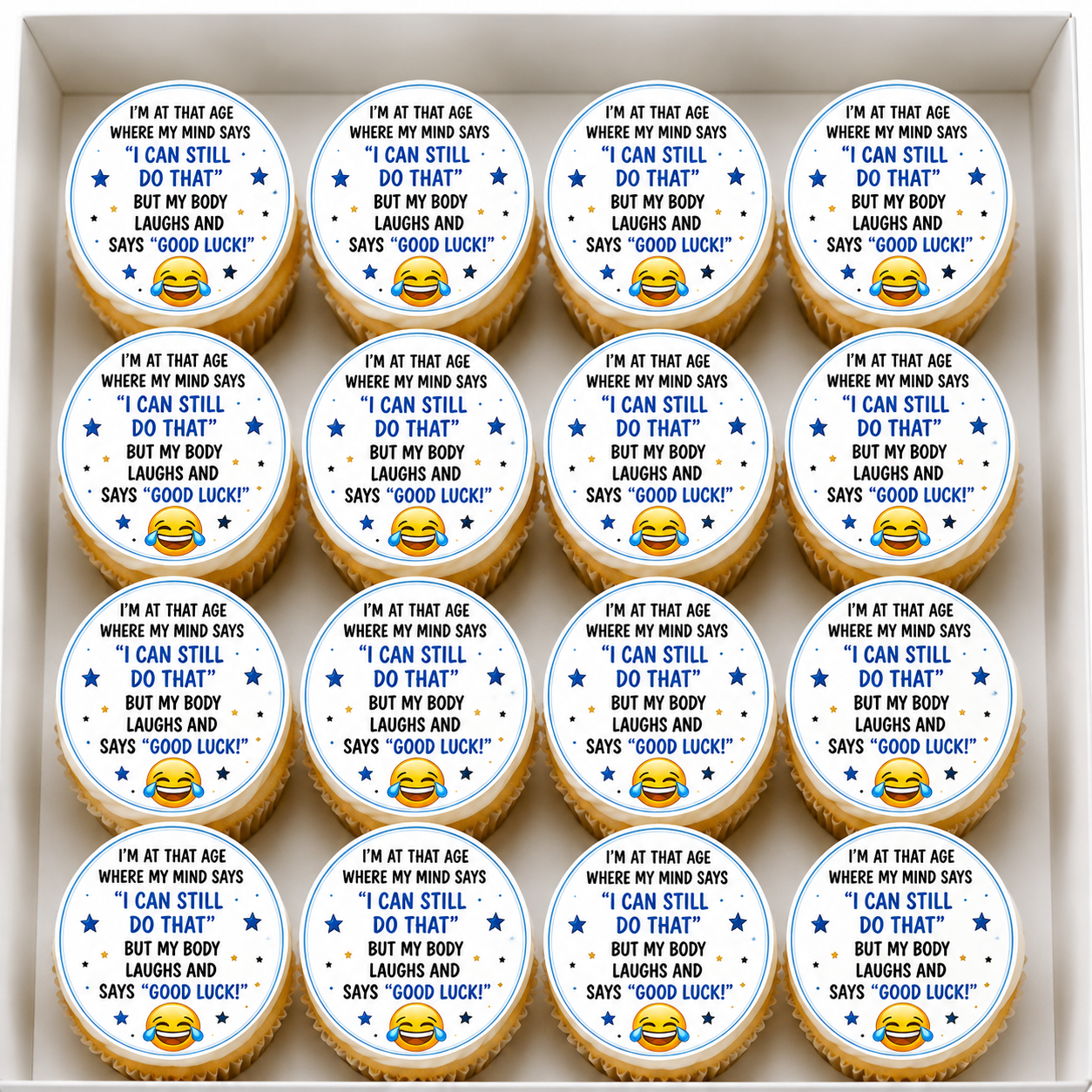 Happy Birthday, I'm at that age where my mind says I can still do that Cupcake Topper