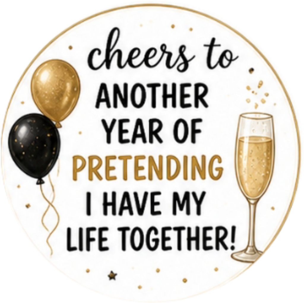 Happy Birthday, Cheers to another year of pretending to have my life together Cupcake Topper