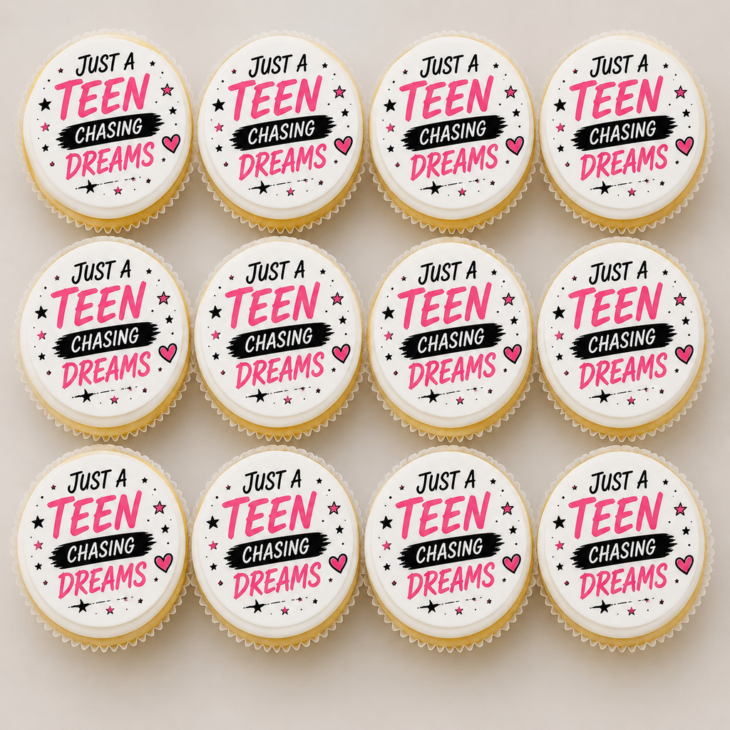 Happy 13th Birthday Just a Teen Chasing A Dream Cupcake Topper
