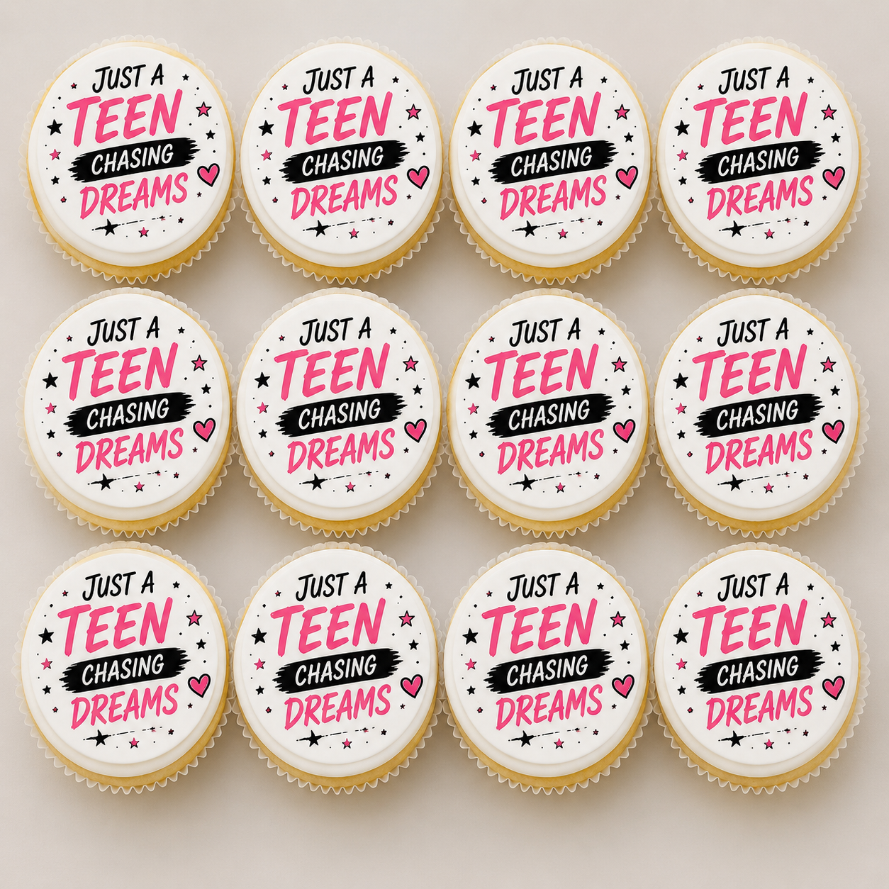 Happy 13th Birthday Just a Teen Chasing A Dream Cupcake Topper