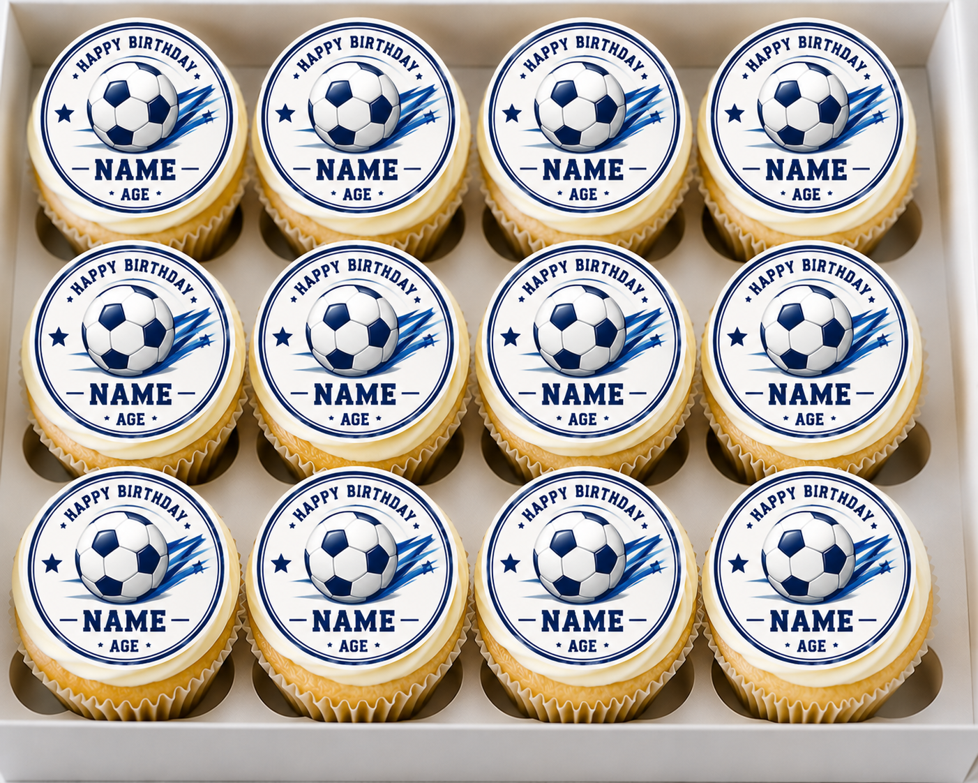 Personalised Football Happy Birthday Cupcake Topper