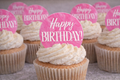 Happy Birthday Pink Cupcake Topper