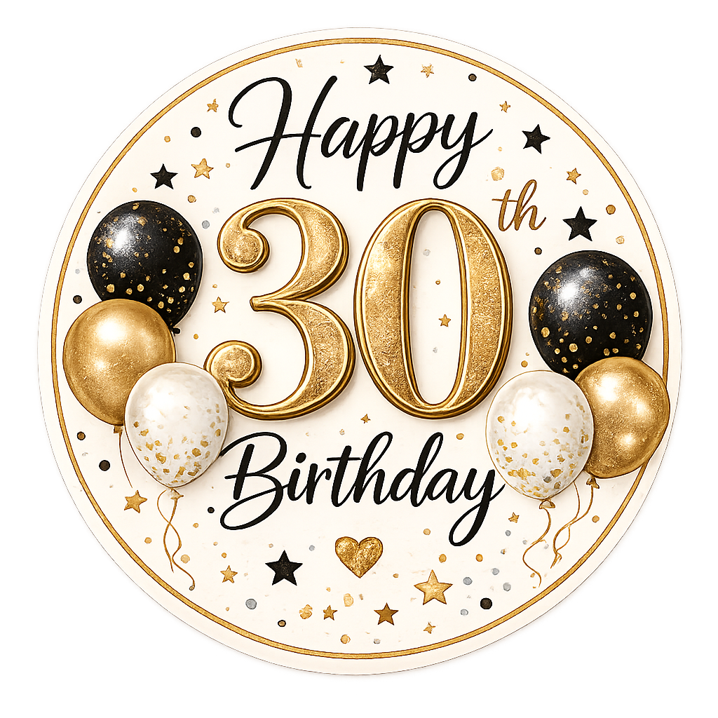 Happy 30th Birthday Balloons Cupcake Topper