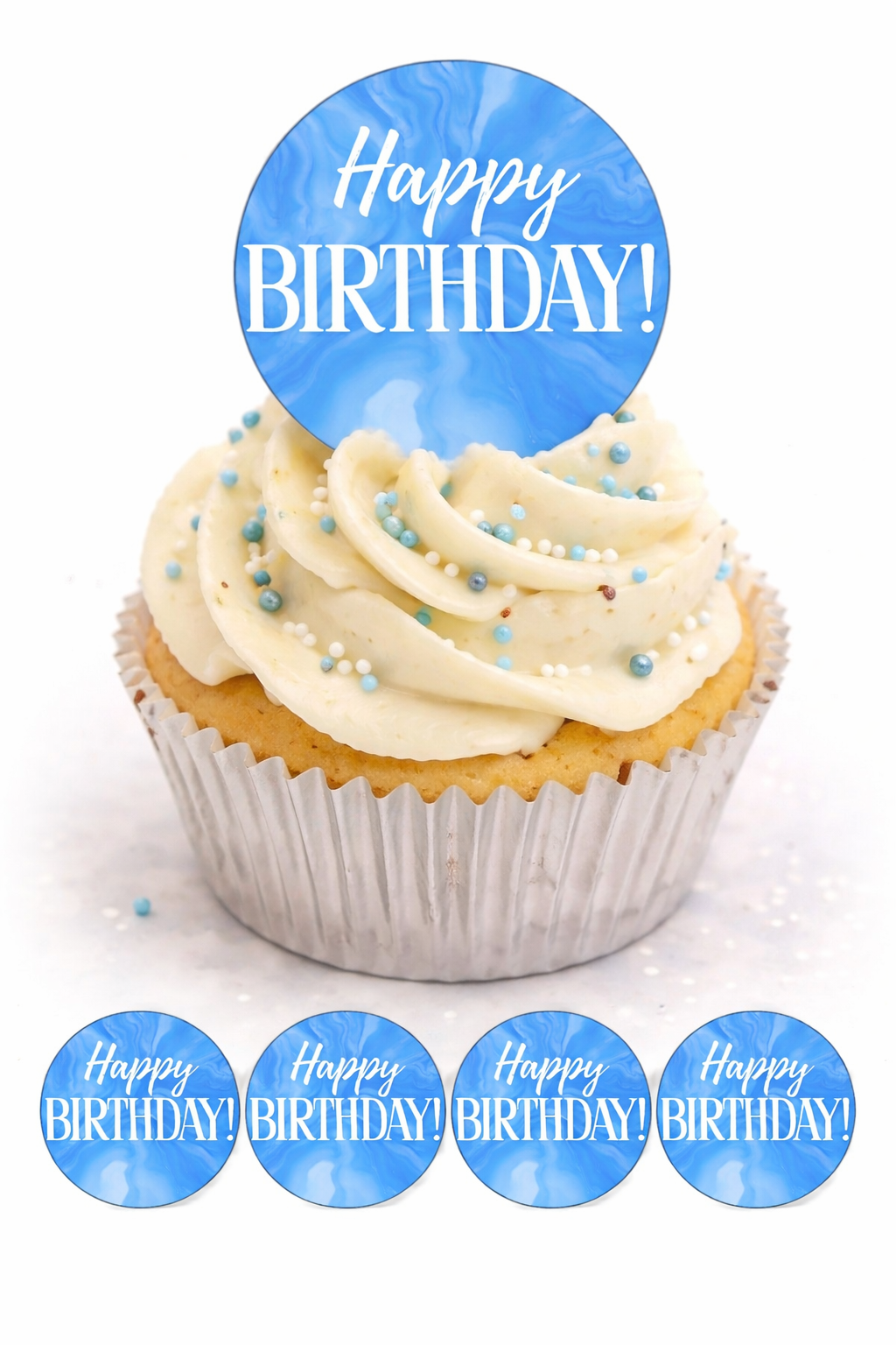 Happy Birthday Blue Cupcake Topper