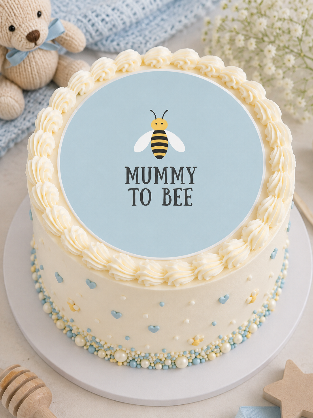 Baby Shower Mummy To Bee Edible Cake Topper