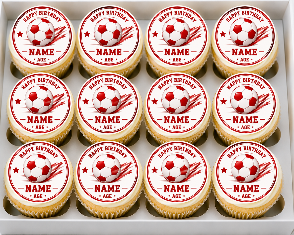 Personalised Football Happy Birthday Cupcake Topper