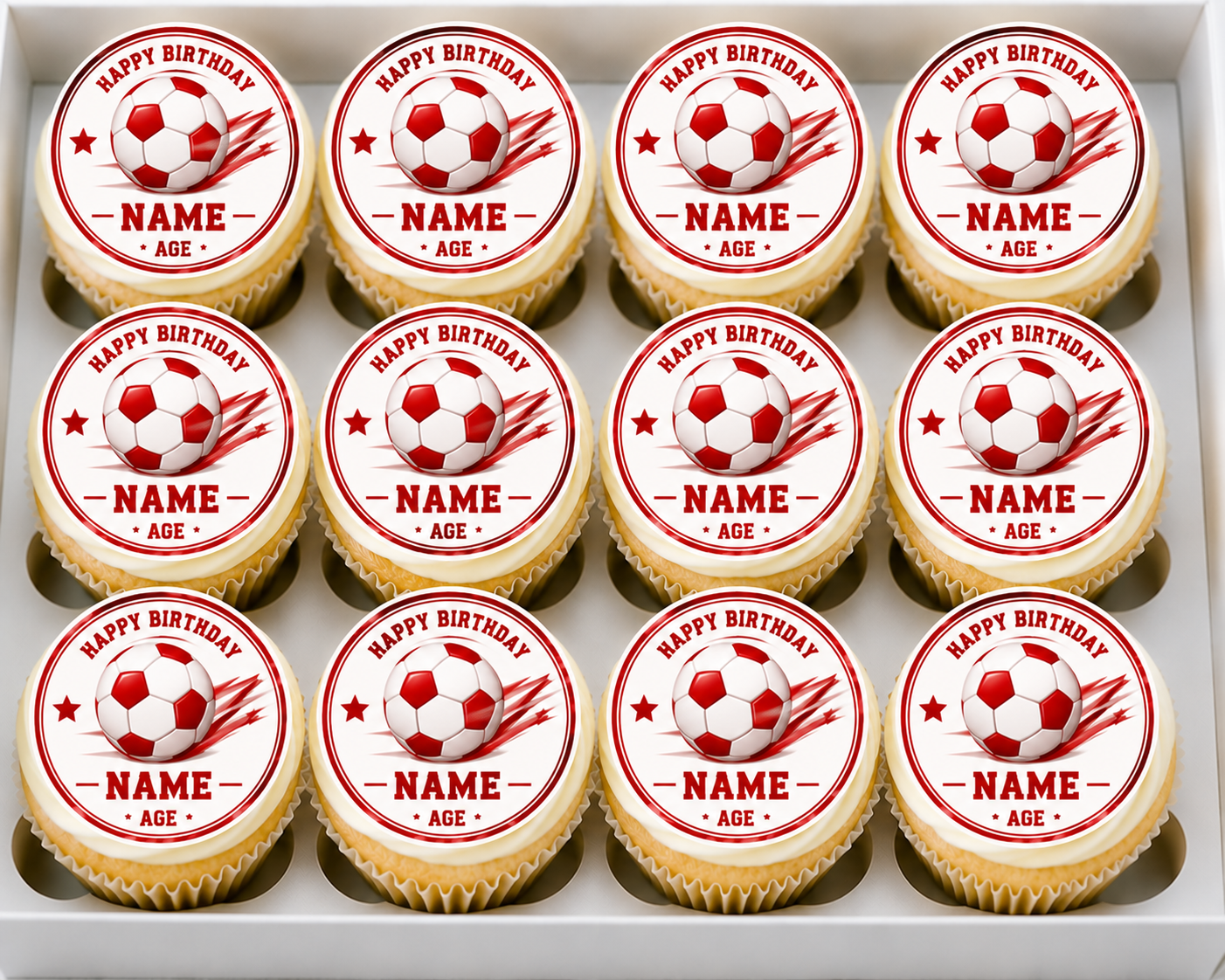 Personalised Football Happy Birthday Cupcake Topper