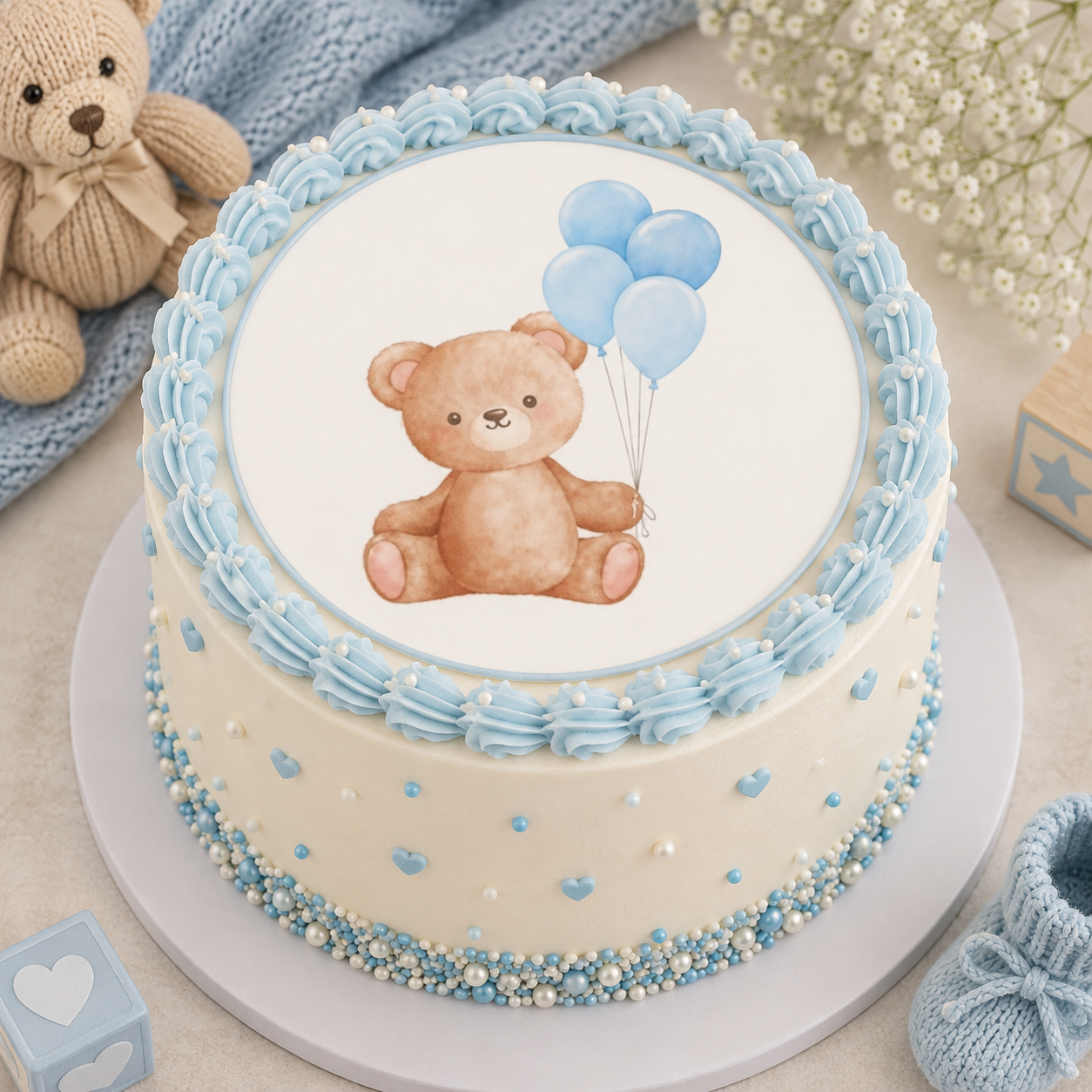 Baby Shower Teddy Edible Cake Topper