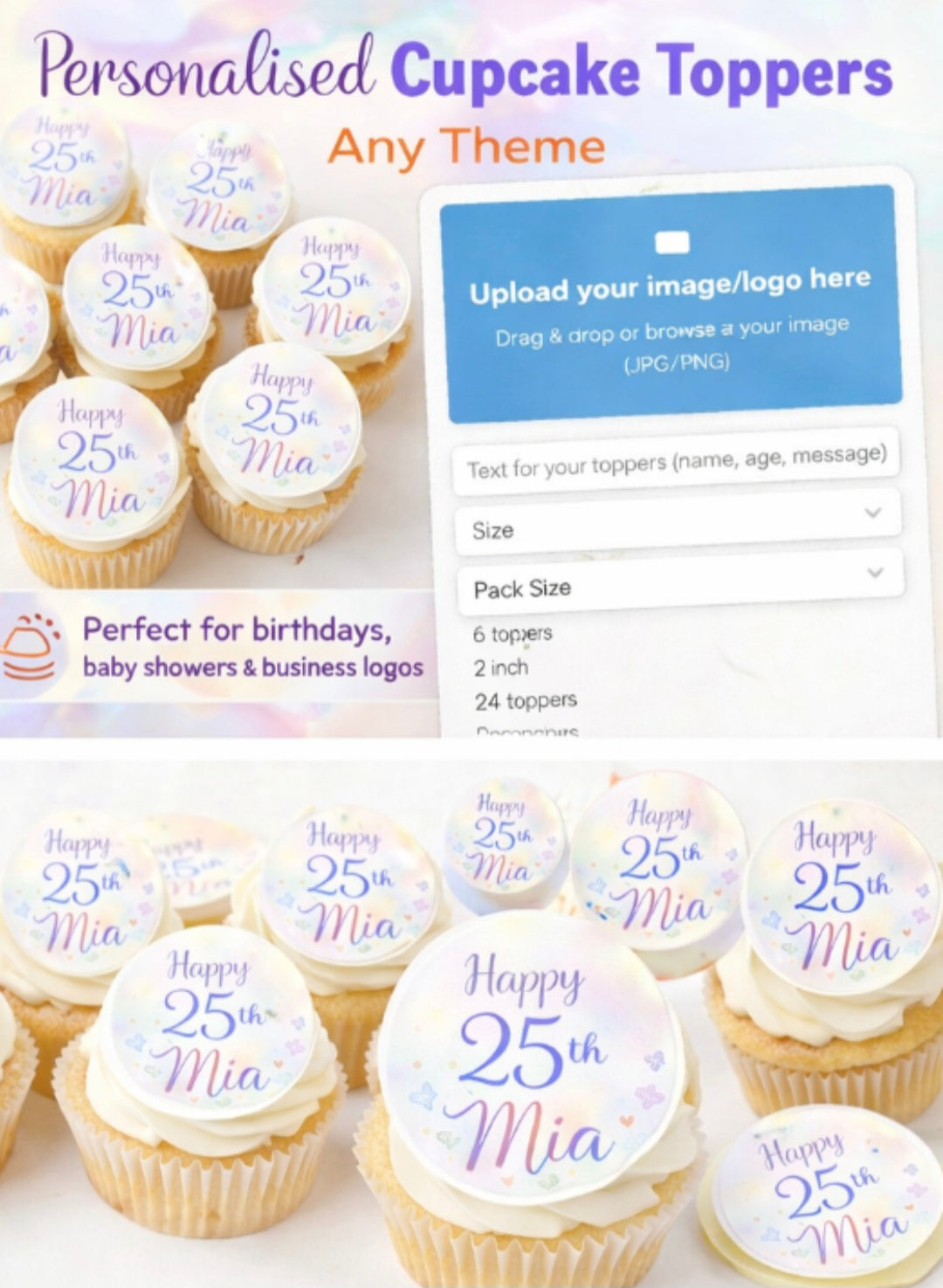 Custom Cupcake Topper - Any Theme