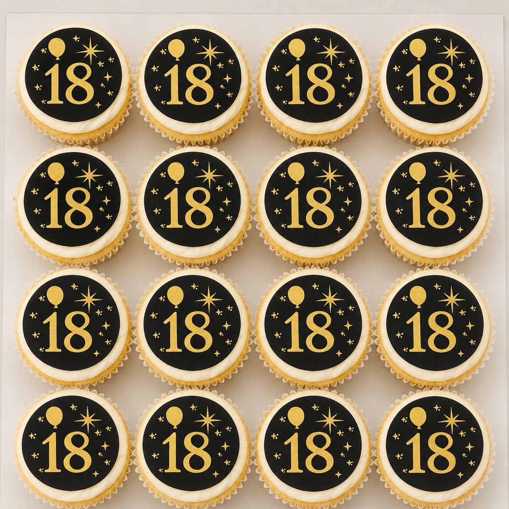 Happy Birthday - 18 Black Cupcake Topper