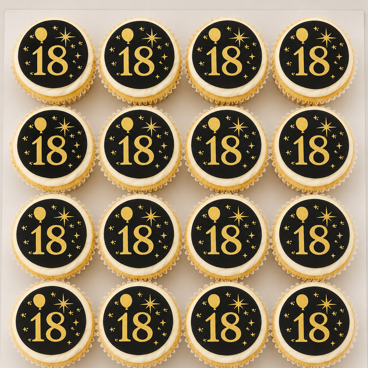 Happy Birthday - 18 Black Cupcake Topper