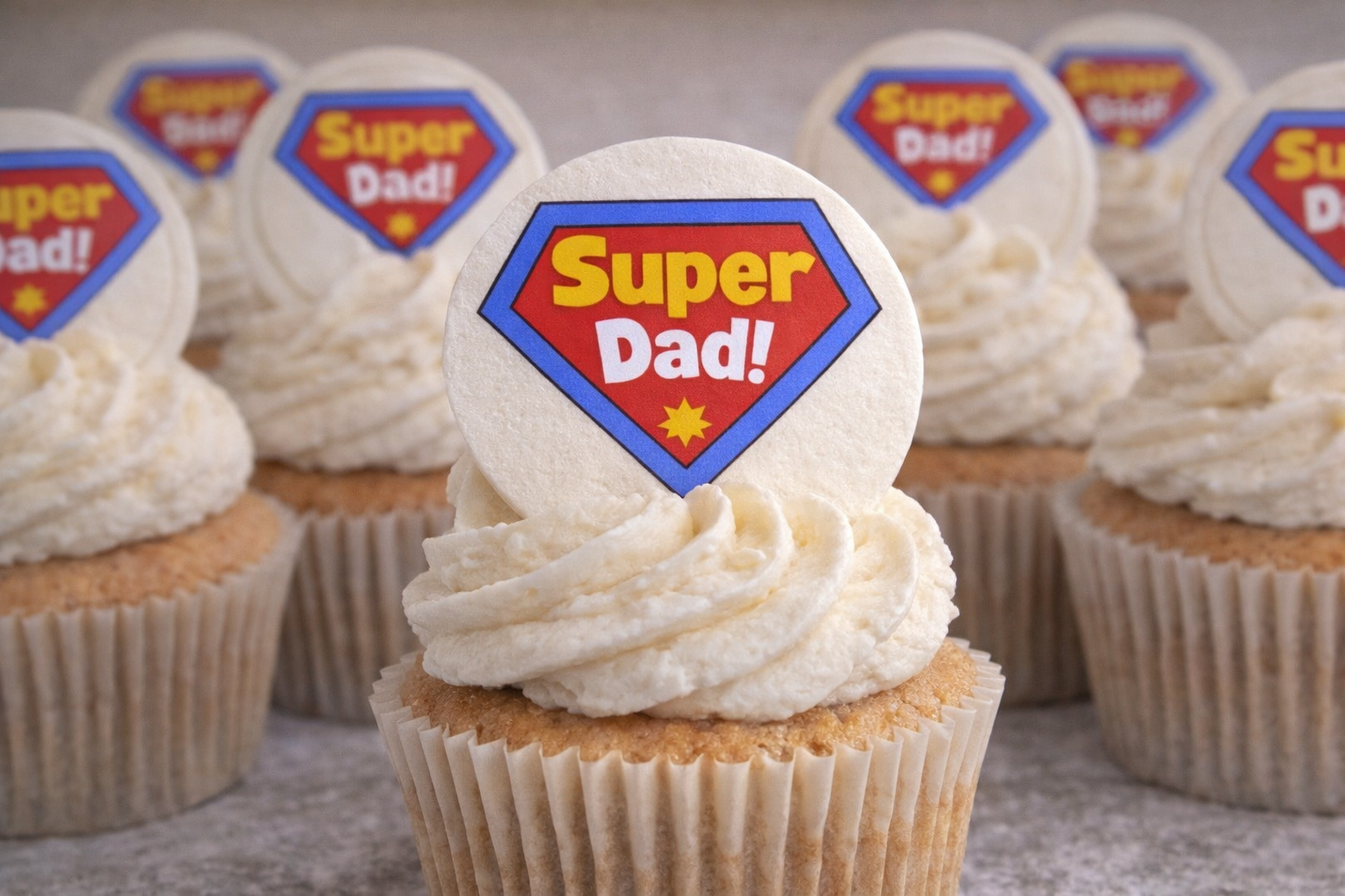 Happy Fathers Day - Super Dad Cupcake Topper