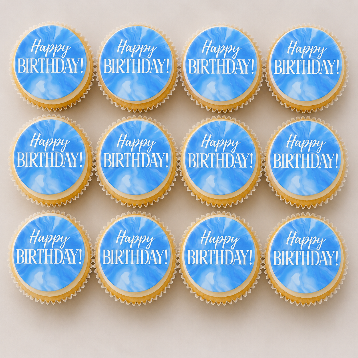 Happy Birthday Blue Cupcake Topper