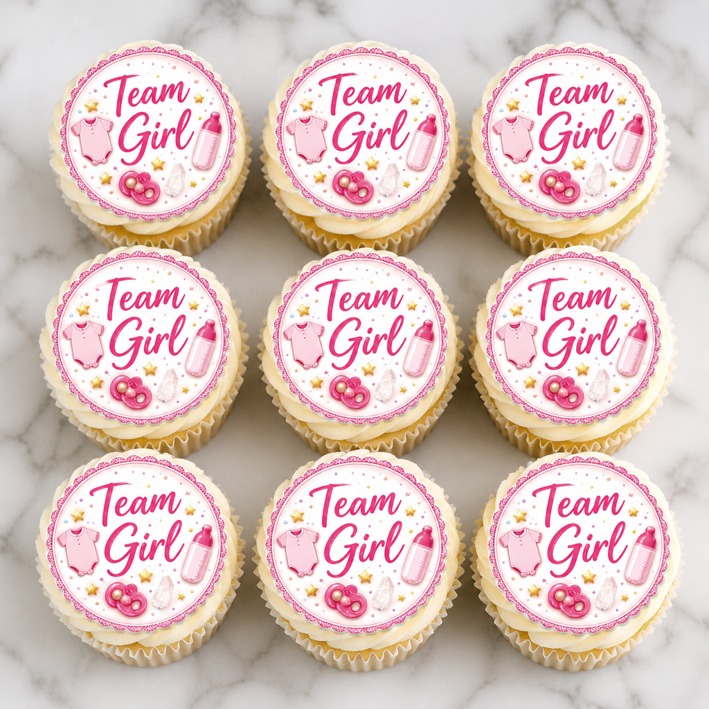 Baby Shower - Team Girl Cupcake Toppers