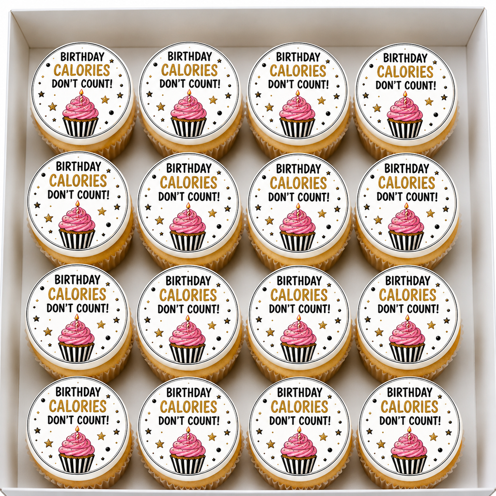 Happy Birthday, Birthday Calories Dont Count Cupcake Topper