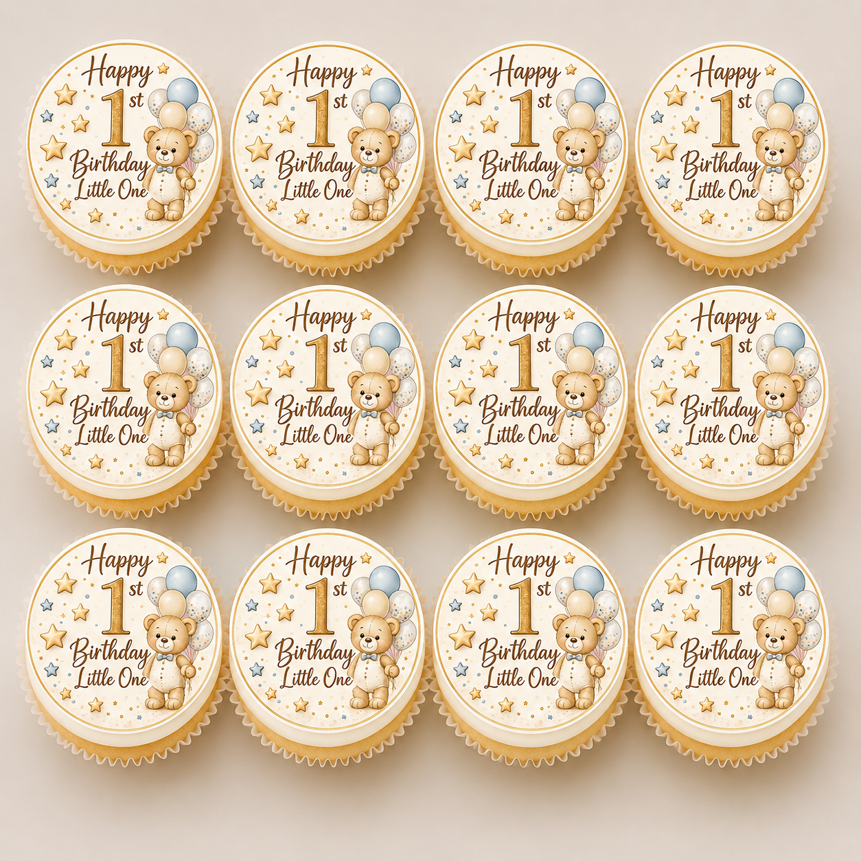 Happy 1st Birthday Little One Cupcake Topper