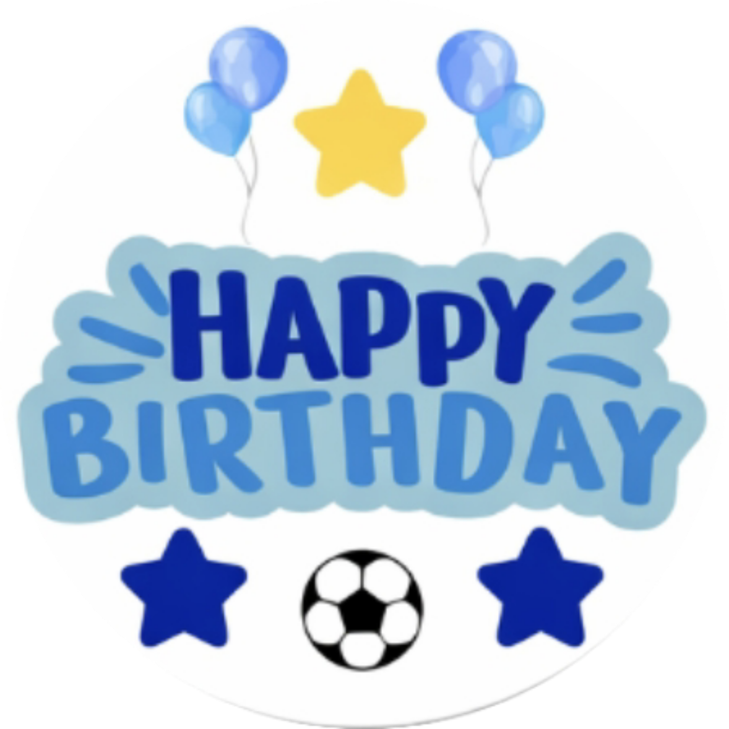 Blue Football Happy Birthday Edible Cake Topper| Blue Happy Birthdday Edible Cake Topper