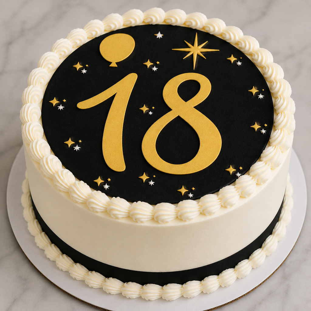 Black Happy 18th Birthday Edible Cake Topper