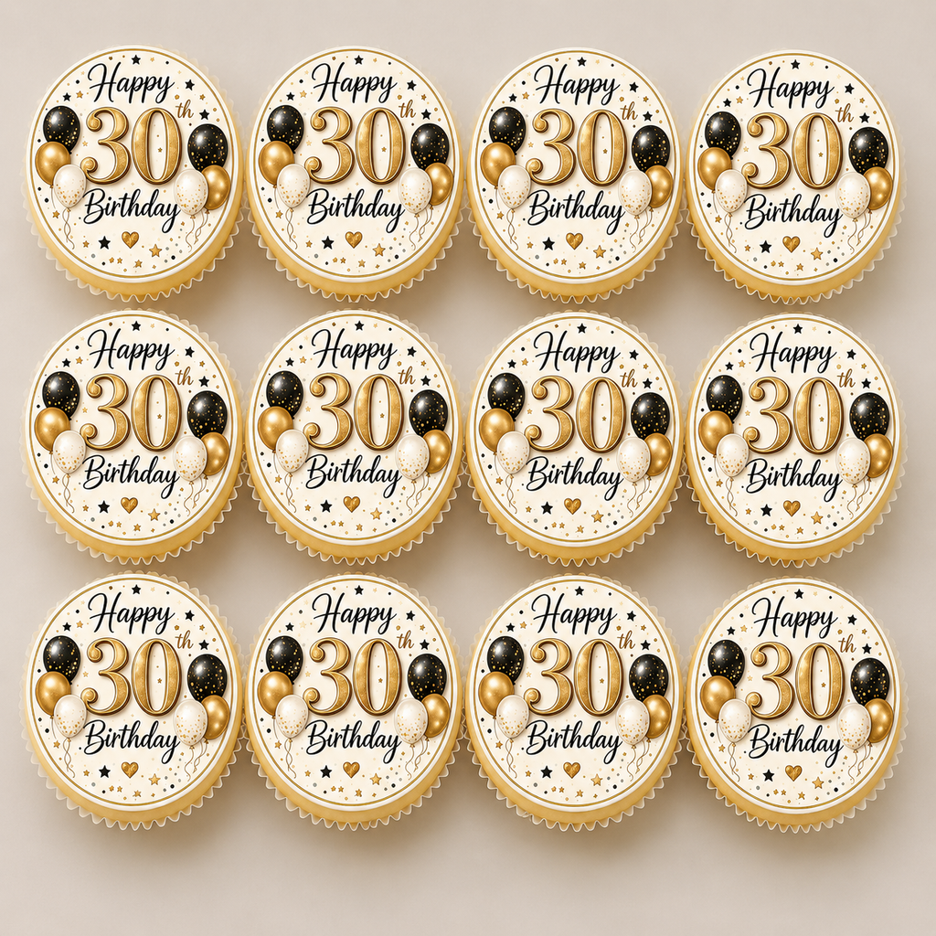 Happy 30th Birthday Balloons Cupcake Topper