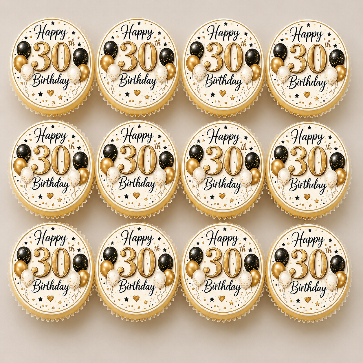 Happy 30th Birthday Balloons Cupcake Topper
