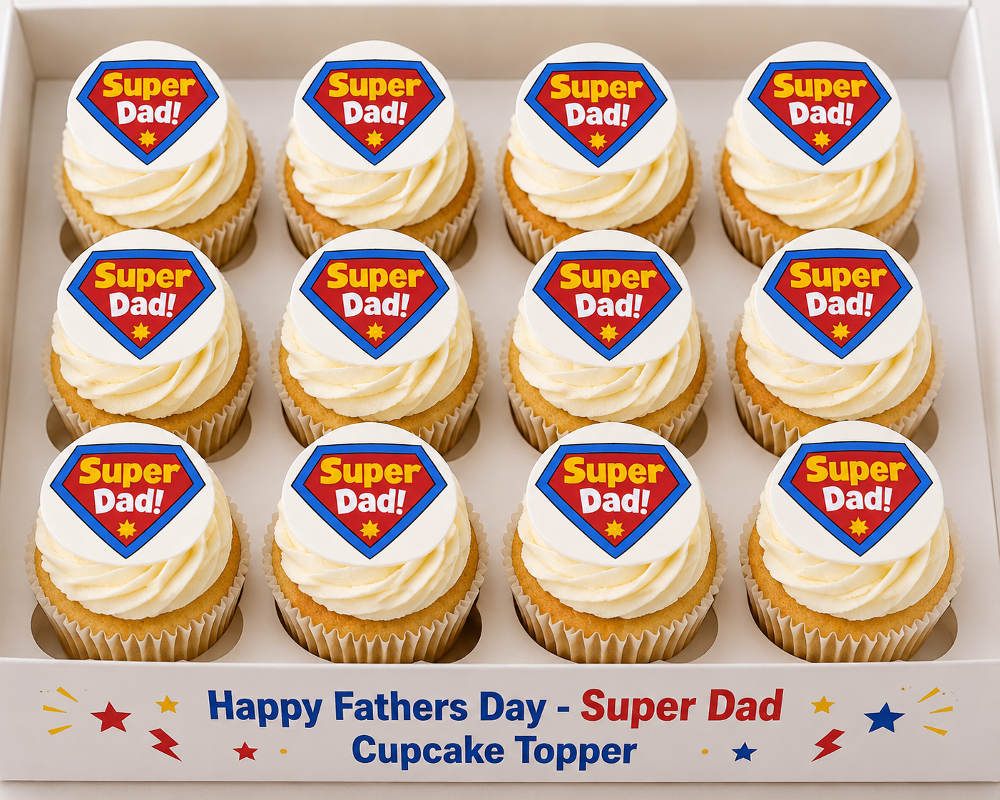 Happy Fathers Day - Super Dad Cupcake Topper