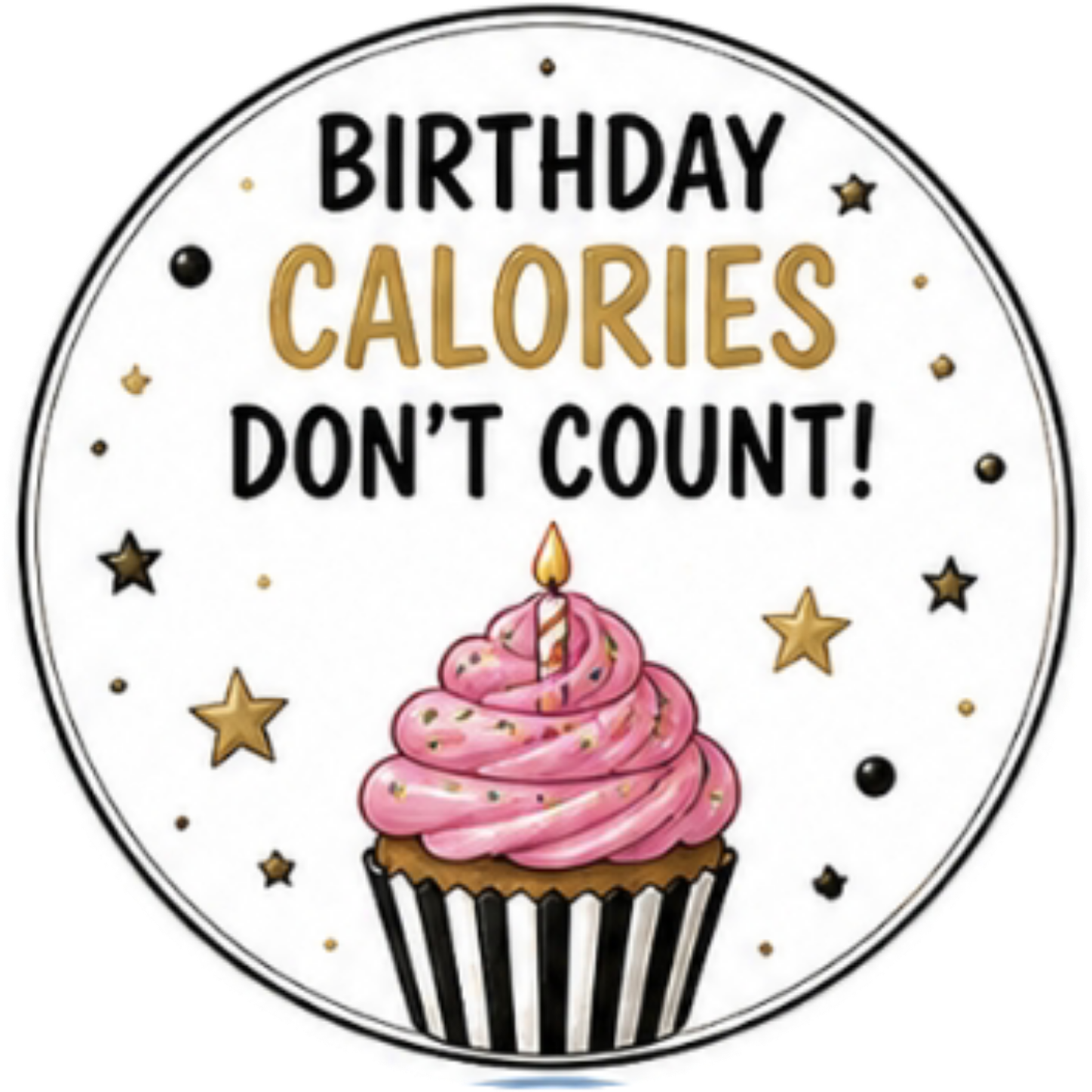 Happy Birthday, Birthday Calories Dont Count Cupcake Topper