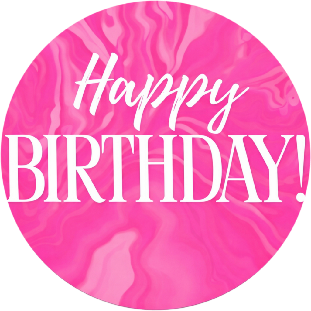 Pink Happy Birthday Edible Cake Topper