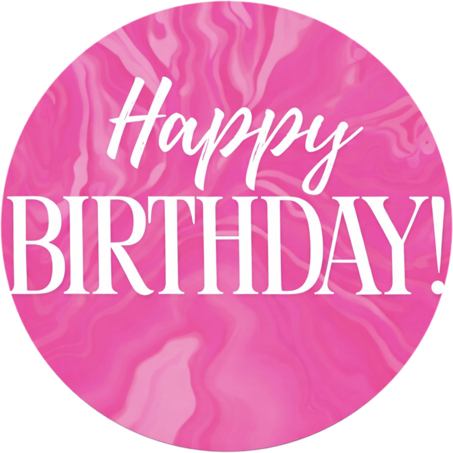 Pink Happy Birthday Edible Cake Topper