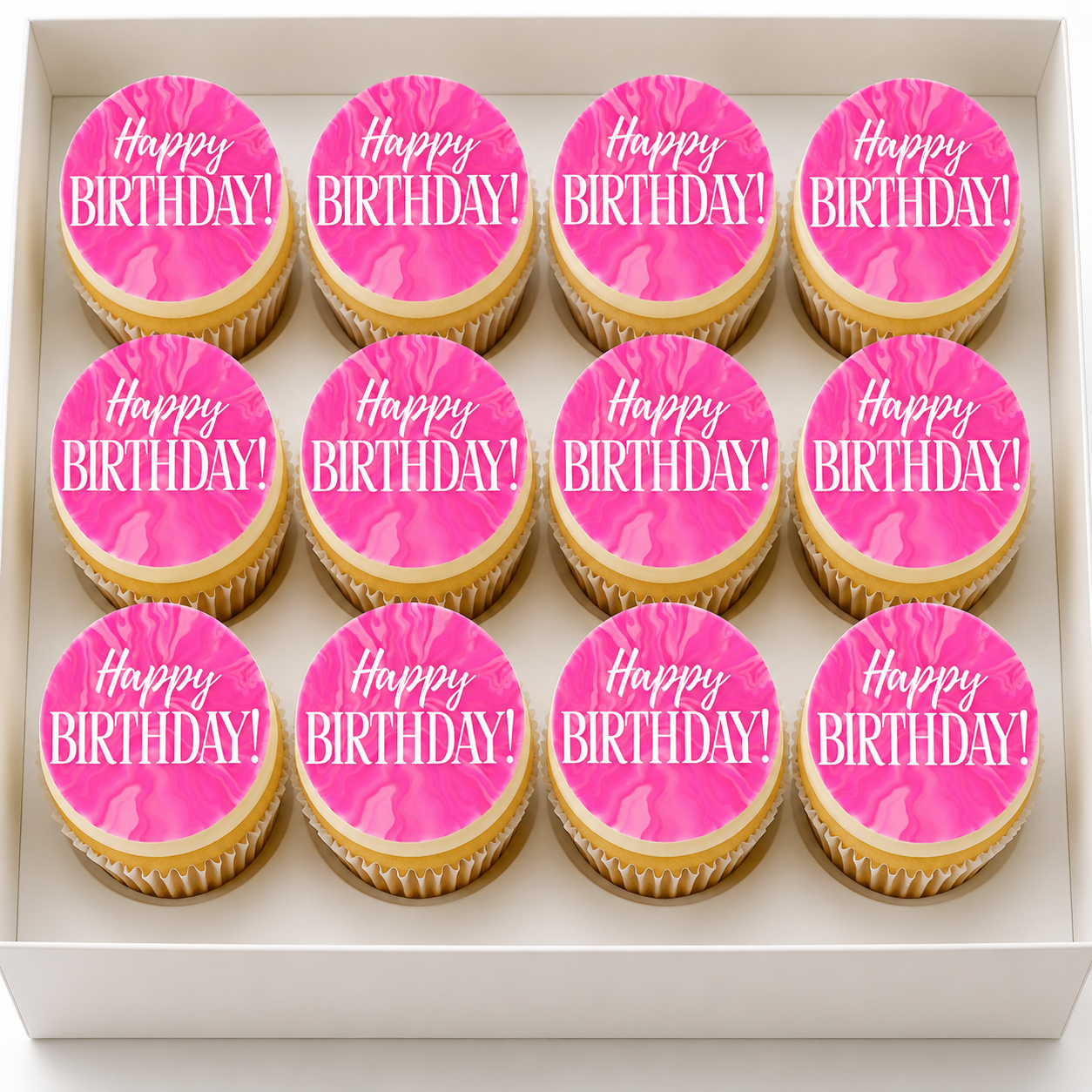 Happy Birthday Pink Cupcake Topper
