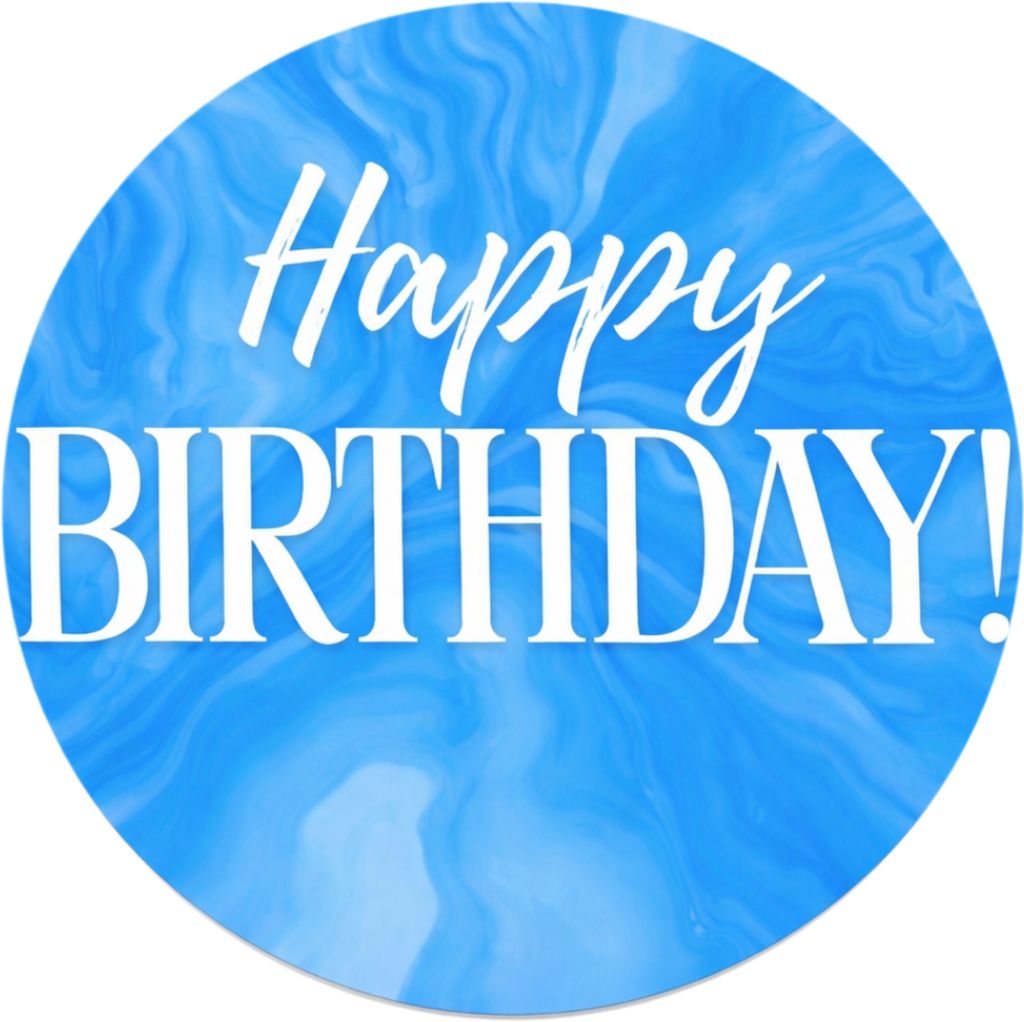 Blue Happy Birthday Edible Cake Topper