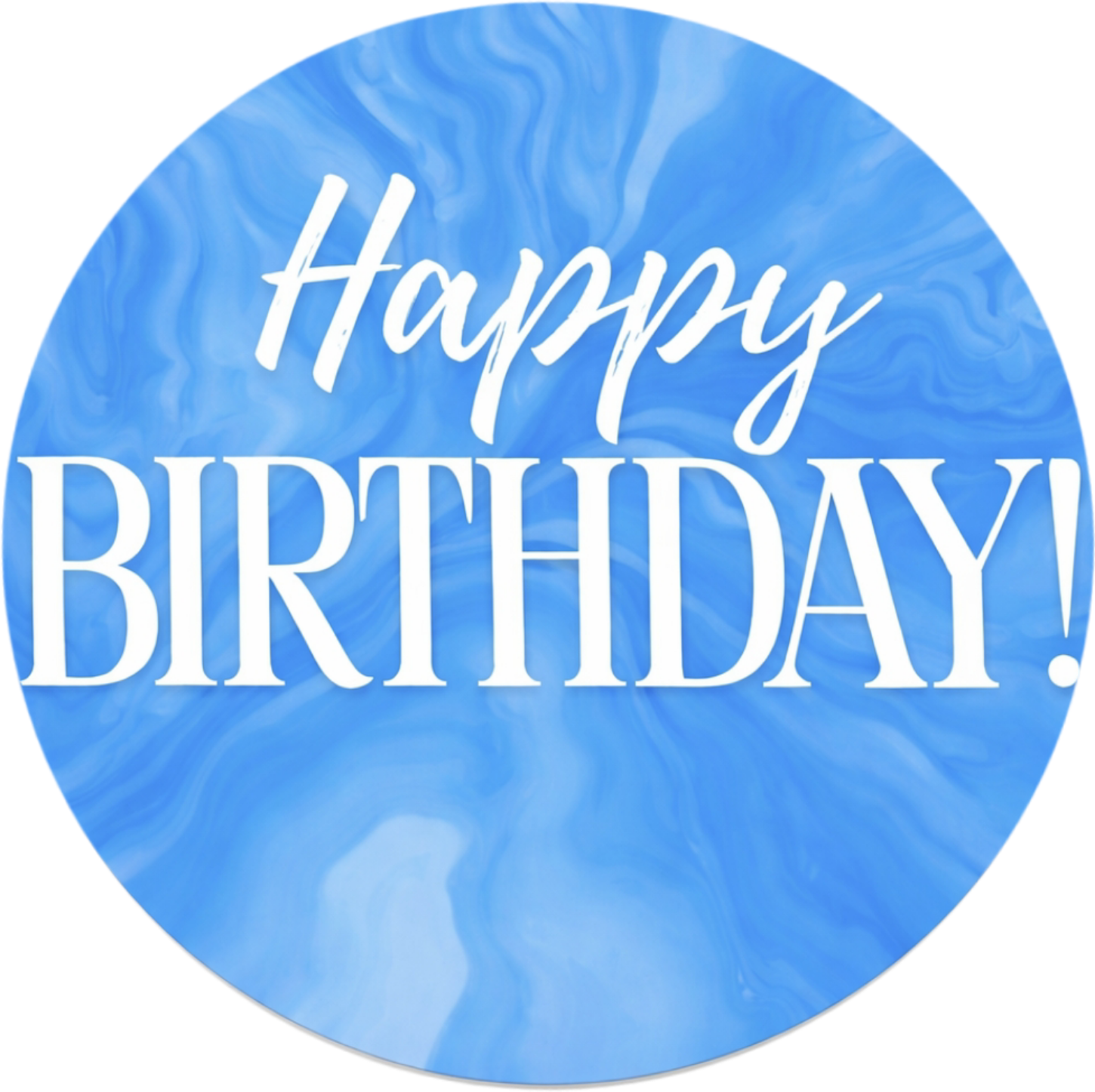 Blue Happy Birthday Edible Cake Topper