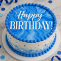 Blue Happy Birthday Edible Cake Topper