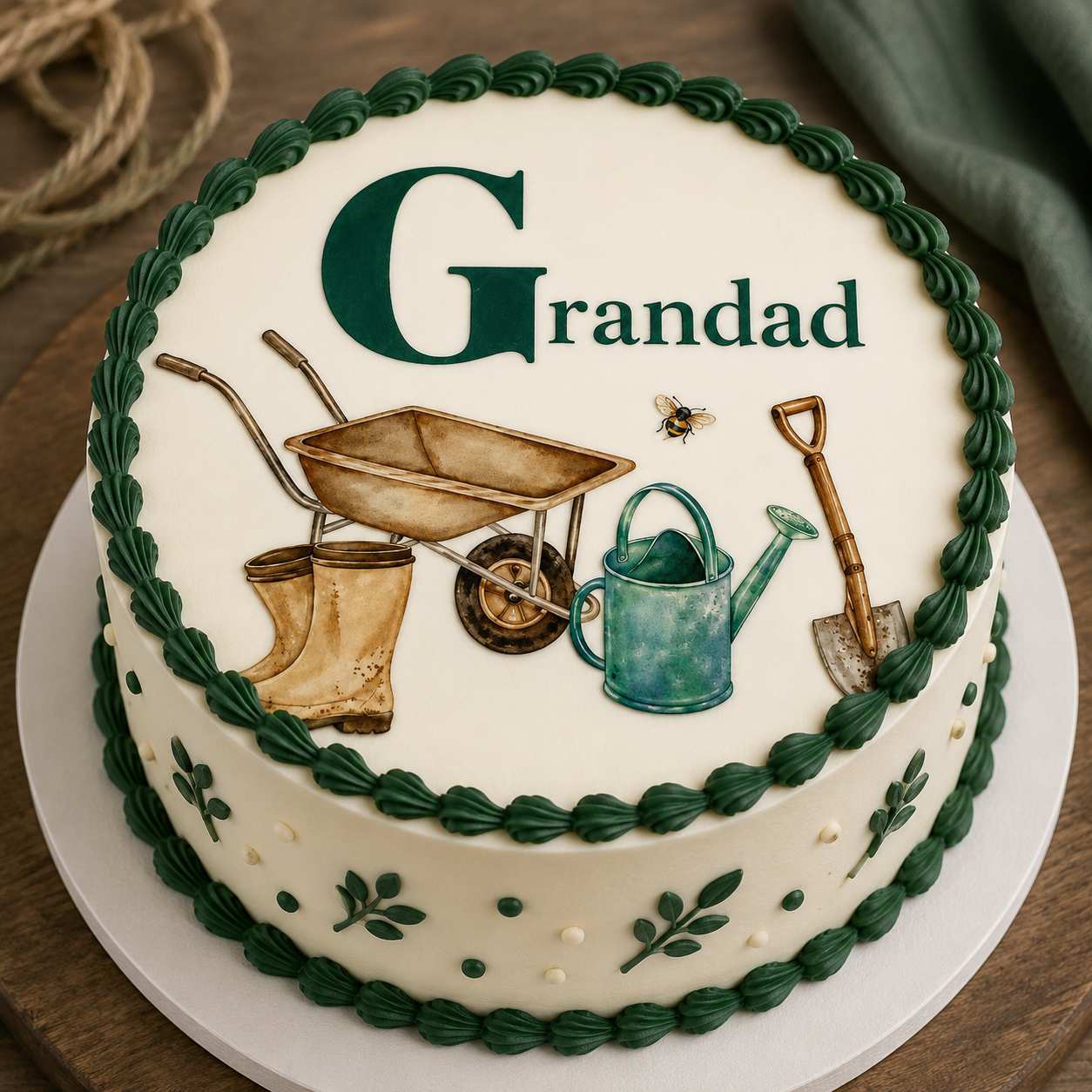 Fathers Day Granded Garden Tools Edible Cake Topper