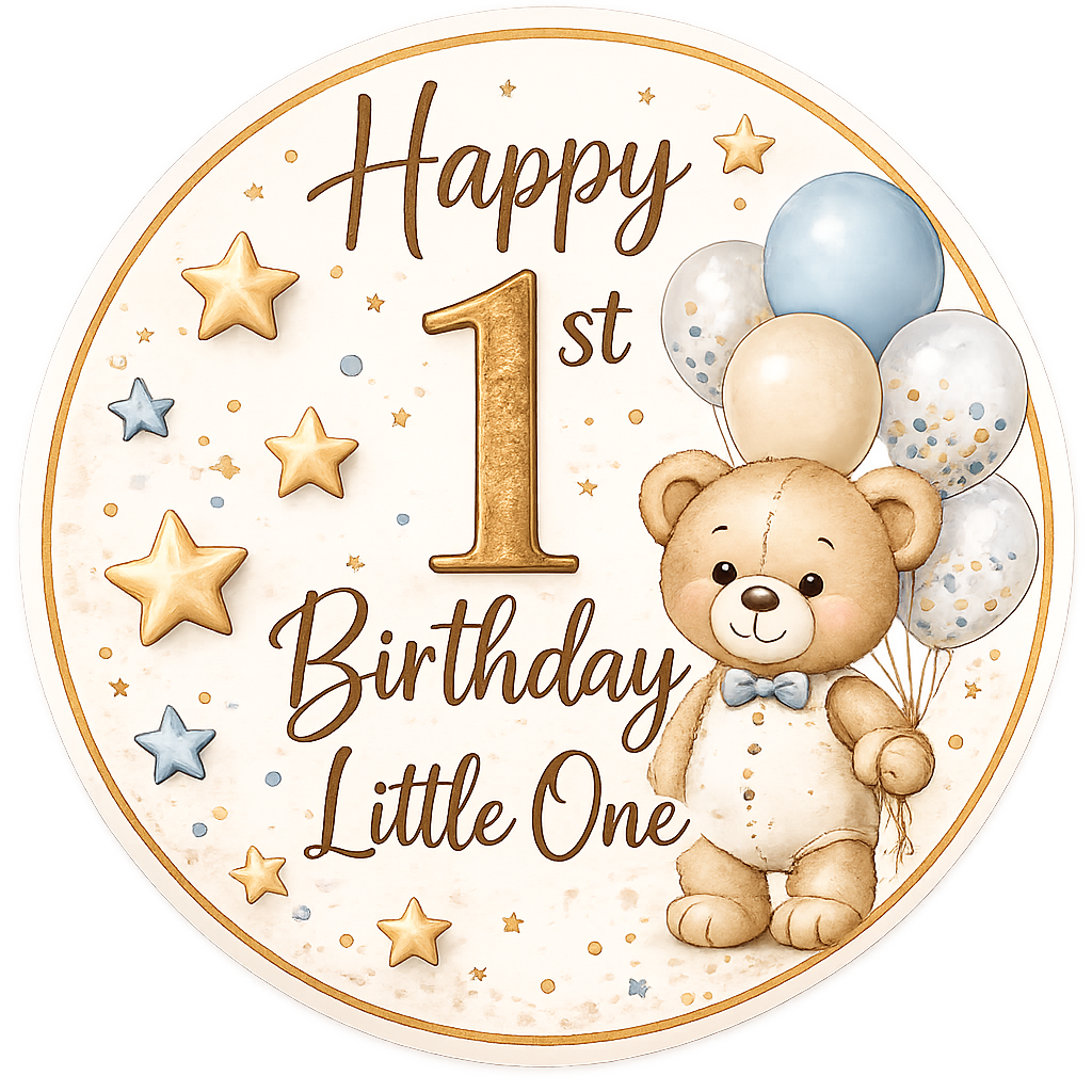 Happy 1st Birthday Little One Cupcake Topper