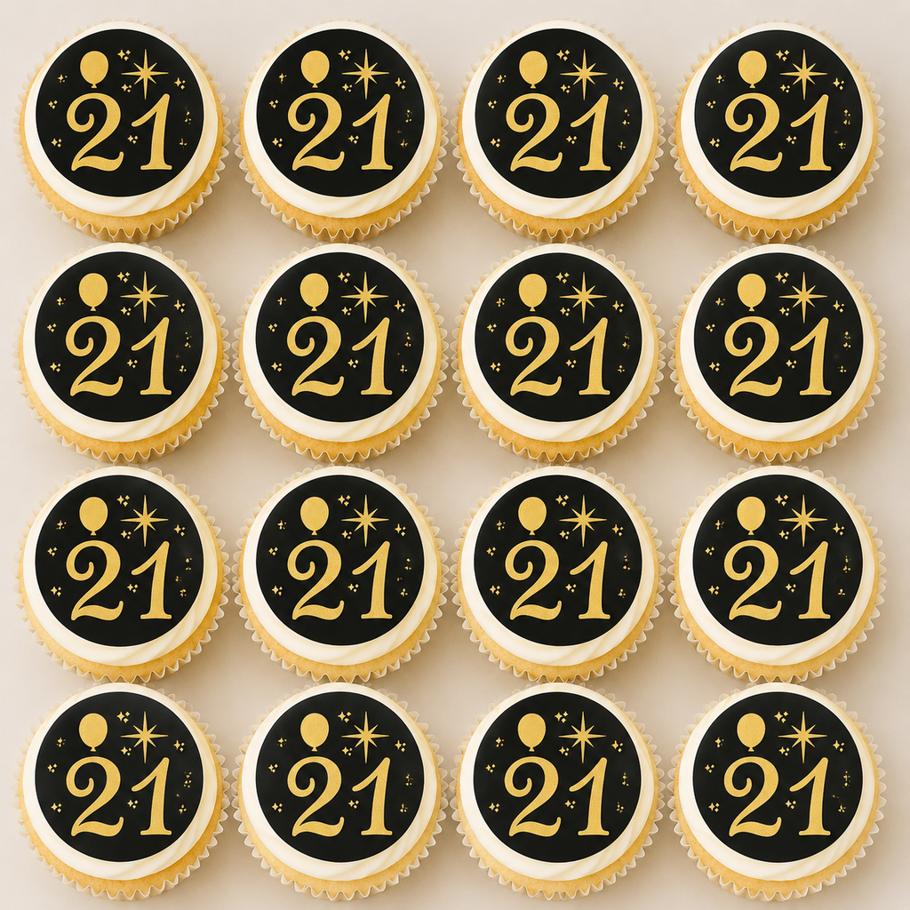 Happy Birthday - 21 Black Cupcake Topper