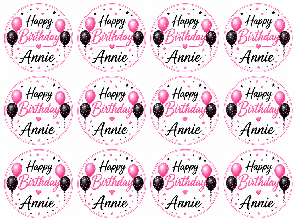 Personalised Happy Birthday Cupcake Topper