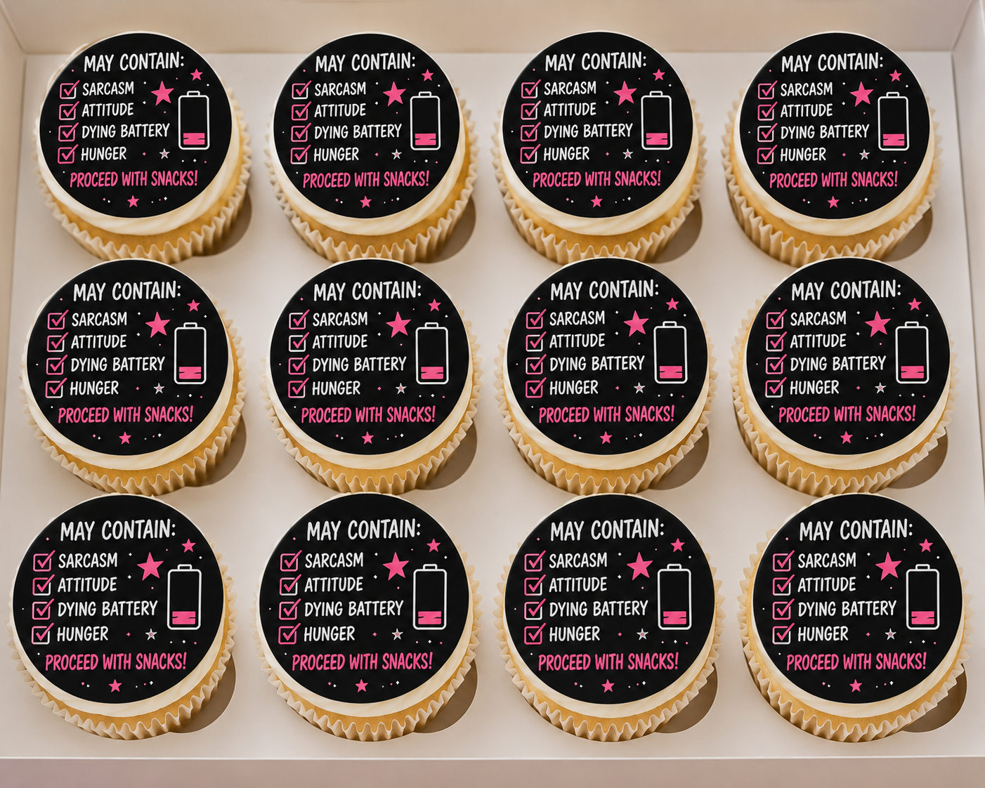 Happy Birthday May Contain Sarcasm Cupcake Topper