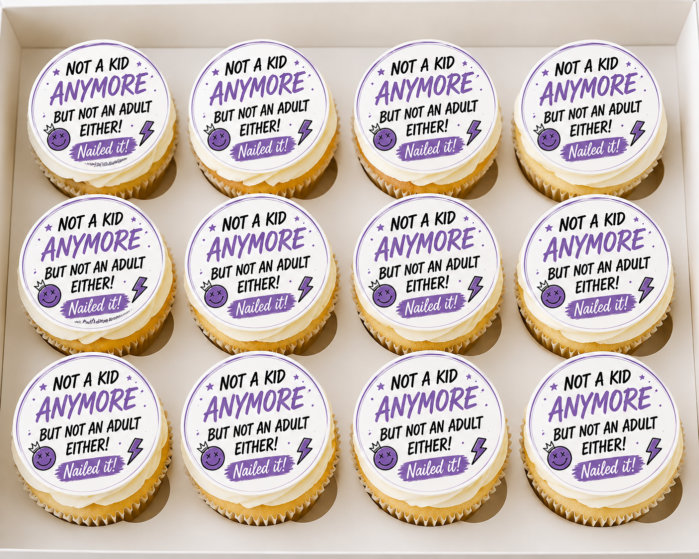 Happy Birthday Not A Kid 13th Cupcake Topper