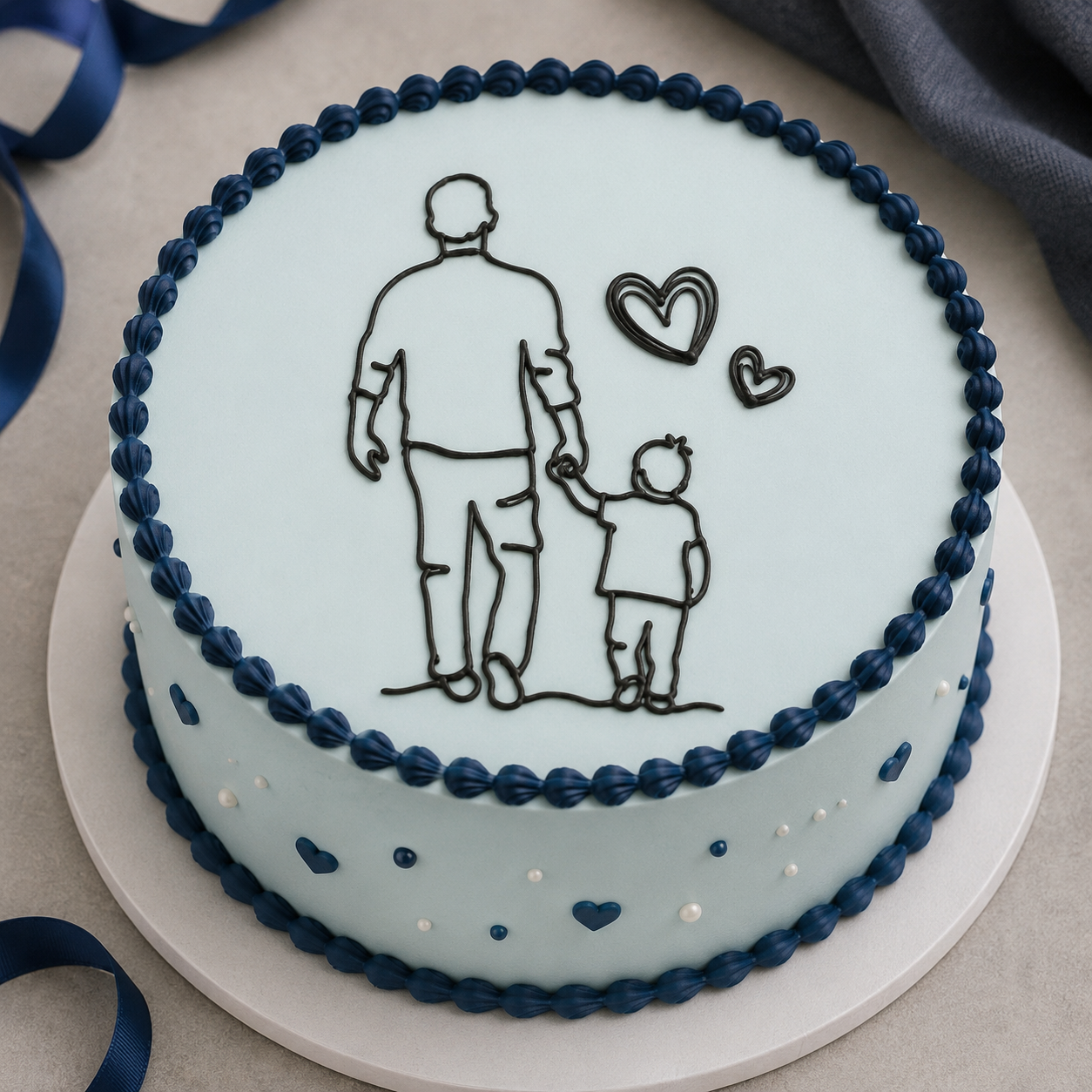 Fathers Day Father Son Silhouette Edible Cake Topper