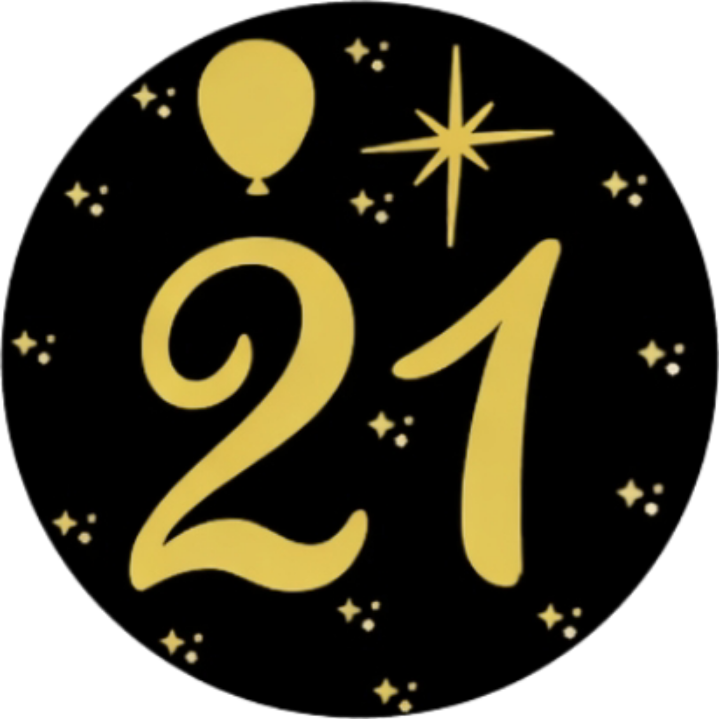 Black Happy 21st Birthday Edible Cake Topper